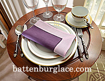 Multicolored Hemstitch Diner Napkin. Imperial Purple with Pink - Click Image to Close